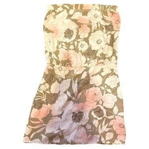 Sheri Bodell Strapless Floral Dress - Pink and Brown